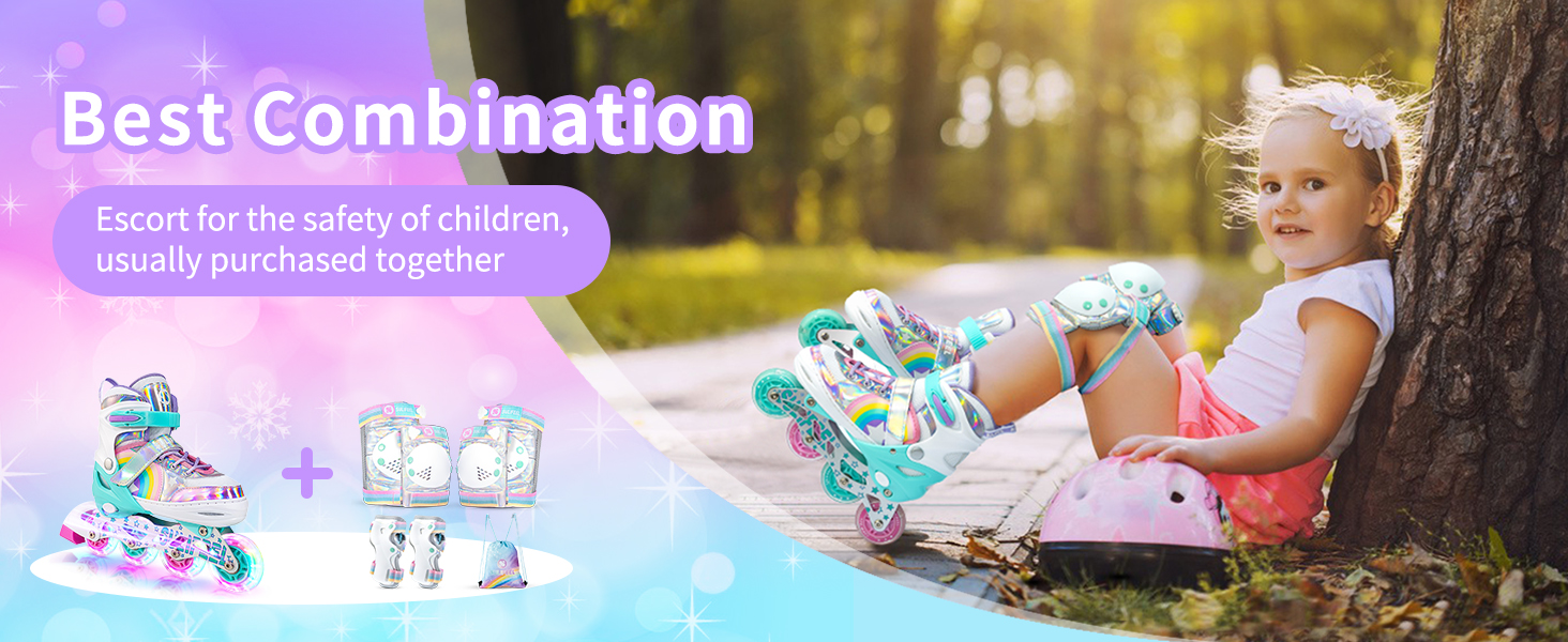 Ролики дитячі SULIFEEL Unicorn Rainbow для дівчаток та хлопчиків, світлові, чорні, 28-31 EU