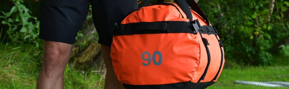 Водонепроникна сумка для подорожей STEIN Metro 70L (рюкзак-трансформер) з ПВХ-покриттям, компресійними ременями та м'якими плечовими ременями, помаранчевий