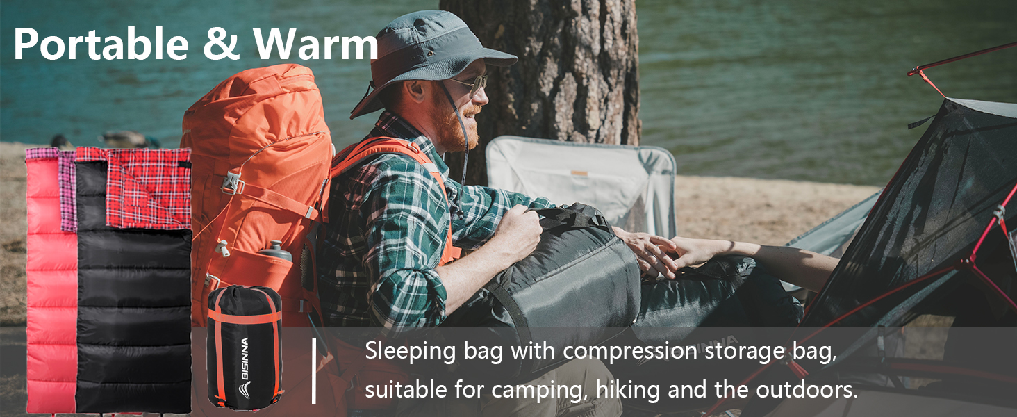 Спальний мішок BISINNA XL з бавовняного фланнелю для кемпінгу, 2-3 сезони, дорослий, чорний, 1.5 кг