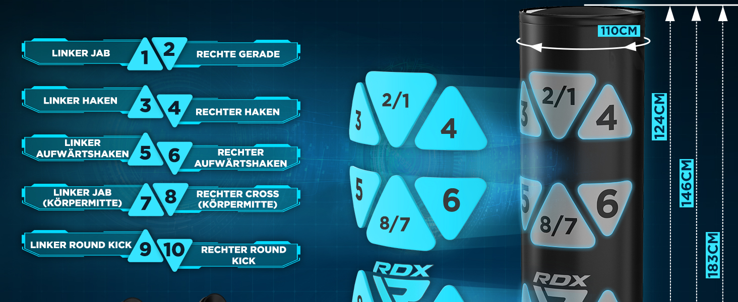 Боксерський мішок стоячий RDX 6FT, 330LB, комплект з рукавичками та покриттям XXL, блакитний