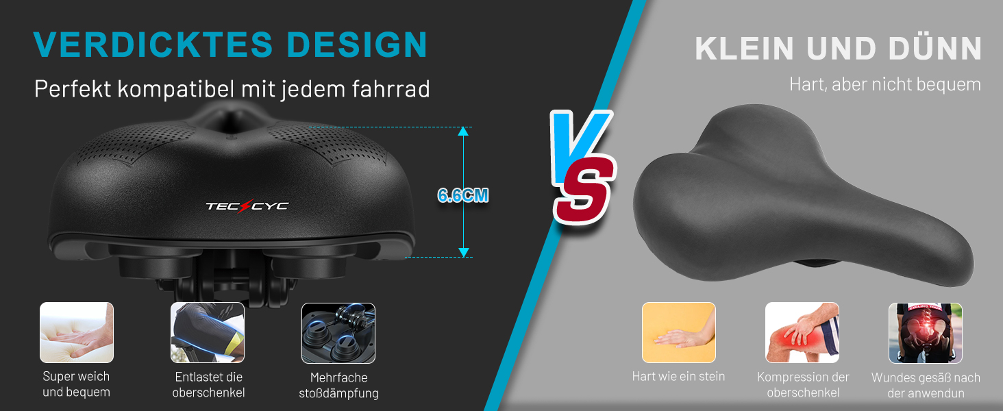 Велосипедне сідло TECHCYC з Memory Foam: комфортне, дихаюче, амортизуюче. Ергономічне сідло з підвіскою для чоловіків та жінок, 3 варіанти виконання, для трекінгу