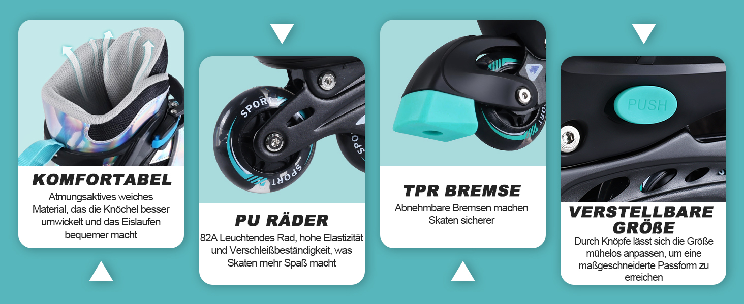 Регульовані роликові ковзани-ролики для дівчаток та хлопчиків, підшипники ABEC 7, високопружні PU колеса, алюмінієва рама, для вулиці, залу, дітей та дорослих