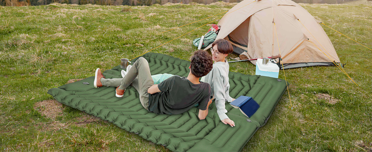 Килимок для кемпінгу Hausprofi Isomatte: ультралегкий надувний килимок з насосом та подушкою, для туризму, пляжу, відпочинку на природі, армійного кольору
