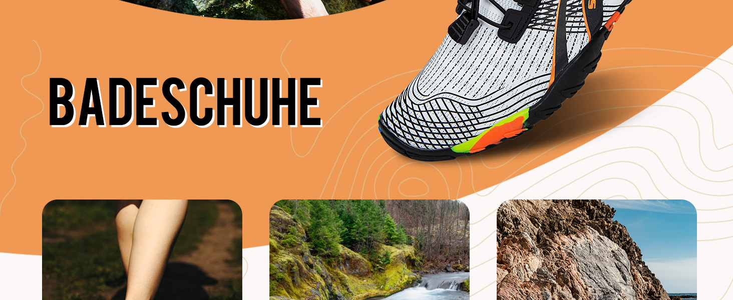 Шкарпетки для плавання IceUnicorn: аквашузи для жінок та чоловіків, швидко сохнуть, для серфінгу, 43 EU, білі та помаранчеві