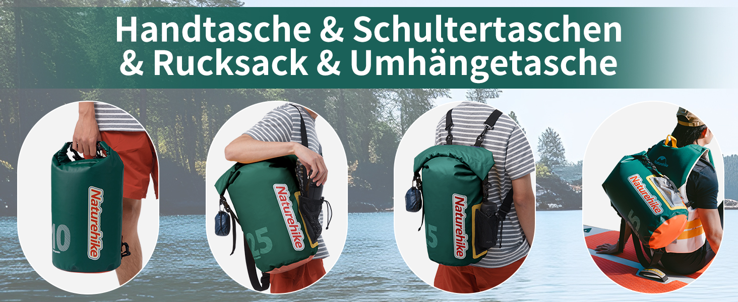 Водонепроникний рюкзак Naturehike Dry Bag – 25L/15L/10L. Сумка для каякінгу, човнів, риболовлі, рафтингу, плавання та сноубордингу (Жовтий 25L)
