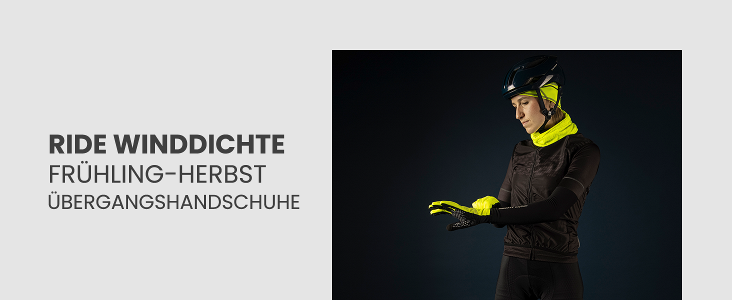 Велосипедні рукавички GripGrab Ride Windproof - жовті, Hi-Vis, осінь/весна, тонкі, з підкладкою