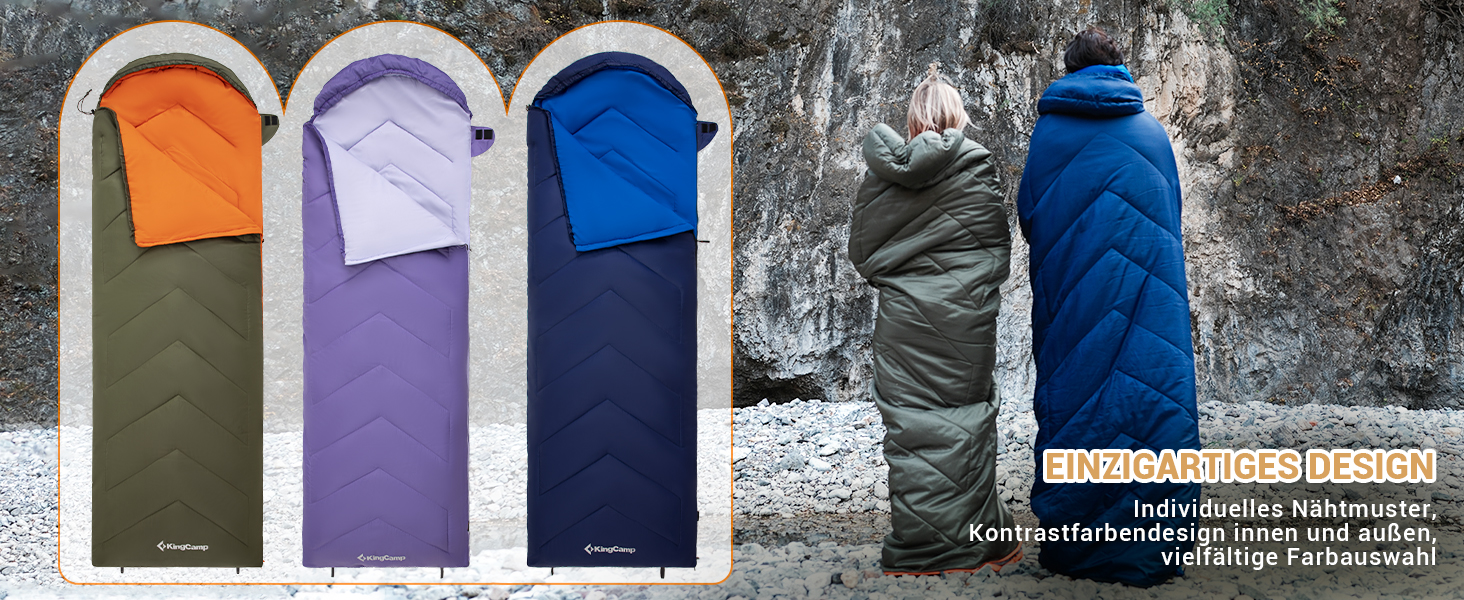 Сплячий мішок KingCamp Oasis для кемпінгу, 3-4 сезони, водовідштовхувальний, легкий, 220x75 см, для дітей та дорослих, можливість з'єднання, ідеальний для подорожей та активного відпочинку