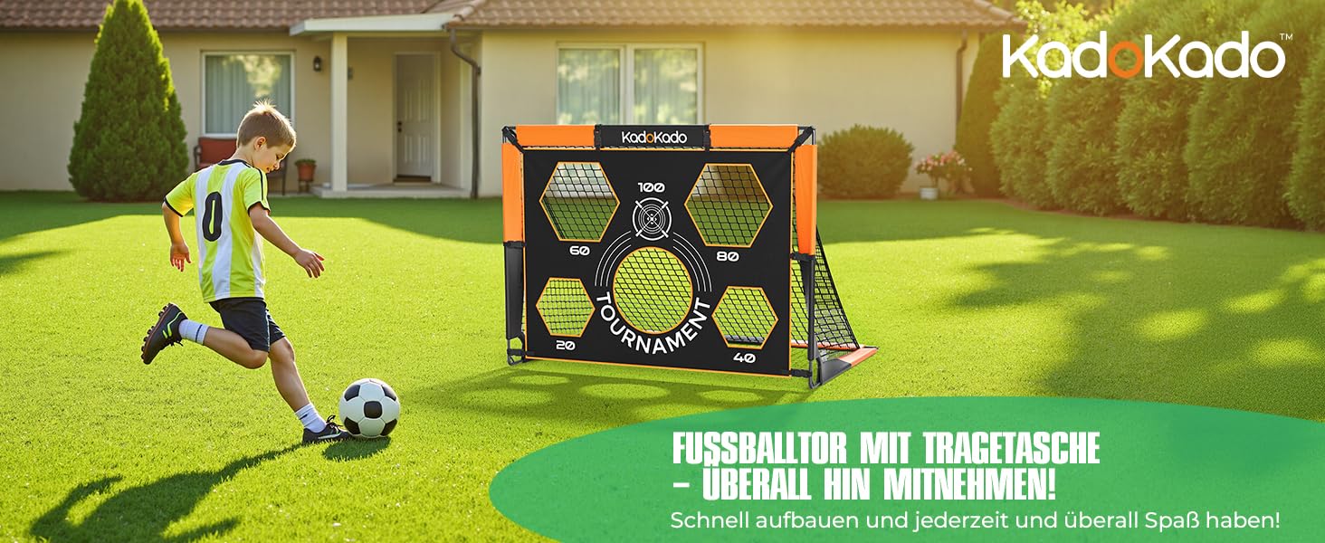 Дитячі футбольні ворота 120x90 см з сумкою для перенесення, для саду та вулиці, Pop-Up ворота з фіберскляних стержнів KD210DP