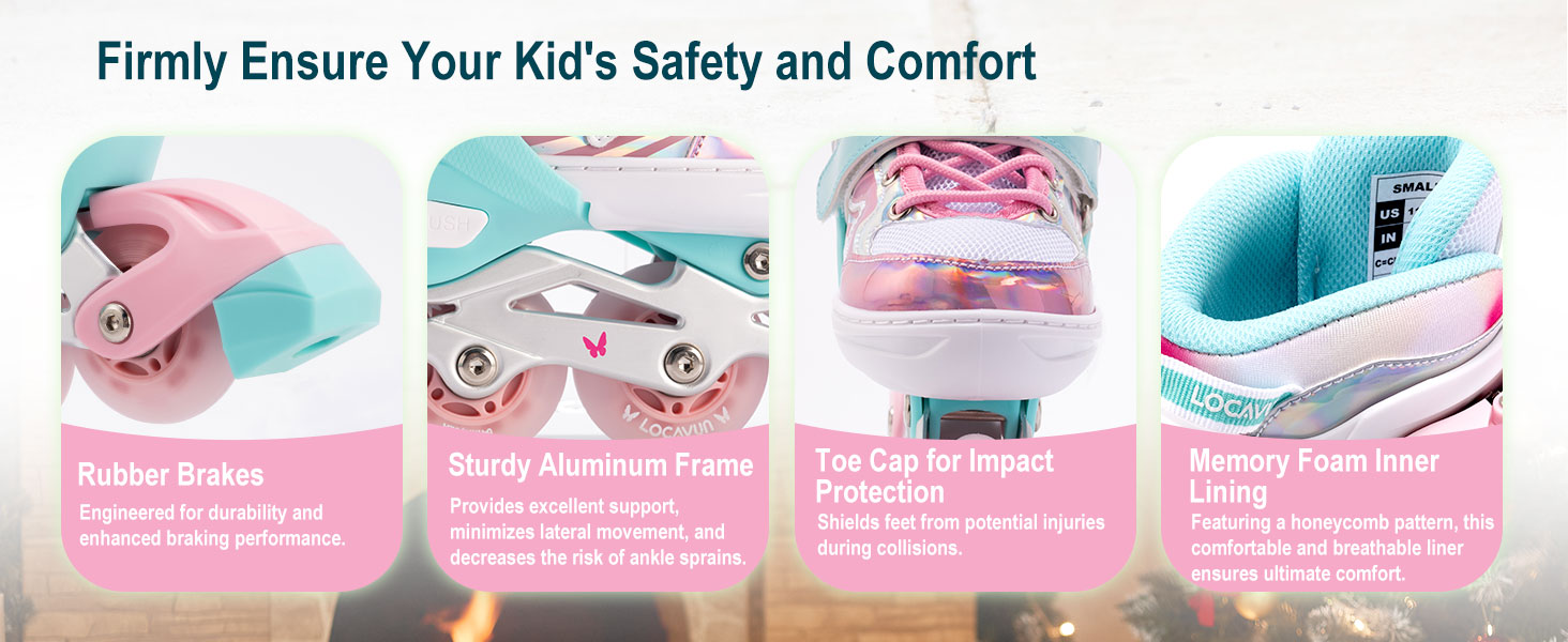 Дитячі ролики Inliner Kinder з регулюванням розміру 26-29, 29-34, 30-35. Ролики для дівчаток з колесами 82A PU, дизайн