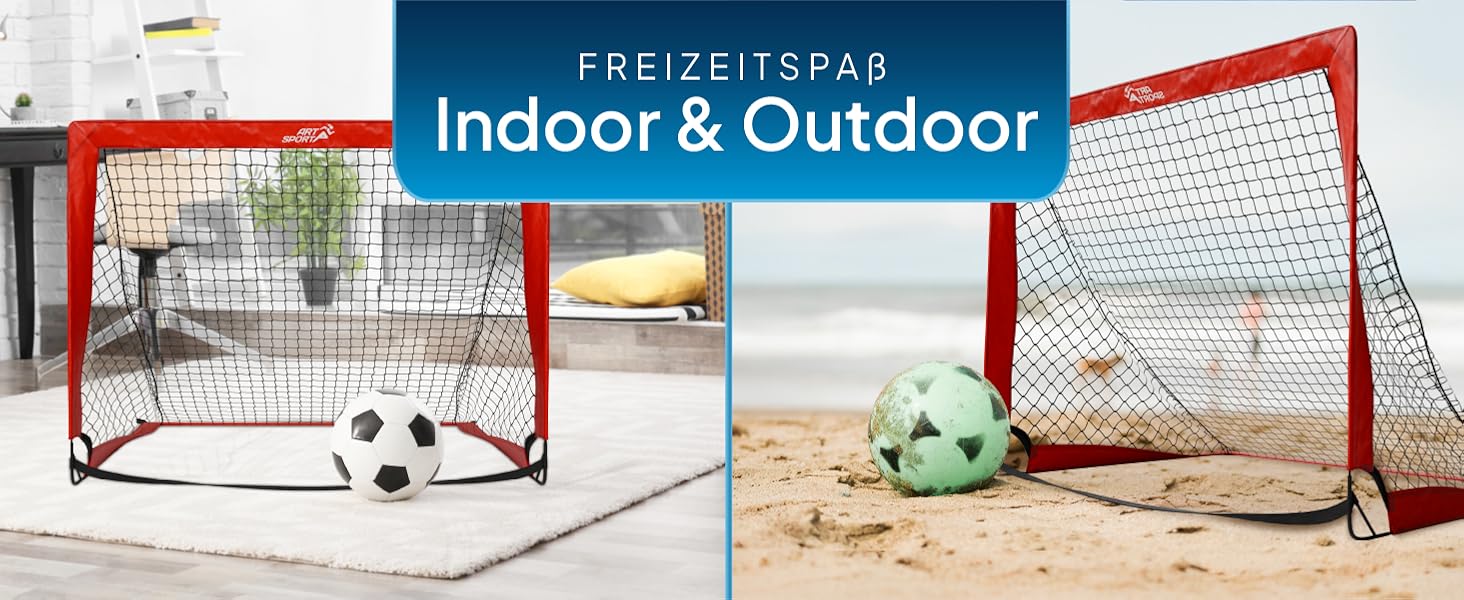 ArtSport Ворота для футболу Pop-up Goal Master - комплект 2 шт. з аксесуарами - складні та готові до гри - 2 футбольні ворота для дому та саду - дитячий футбол, ворота (червоний)