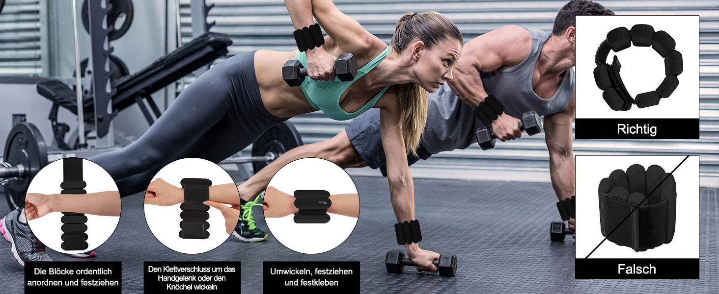 Набір обтяжників для зап'ястя та кісточок RYACO, 2 шт (2x0,5KG), регульовані манжети, для рук, ніг, ходьби, бігу, йоги, пілатесу, аеробіки (чорний)