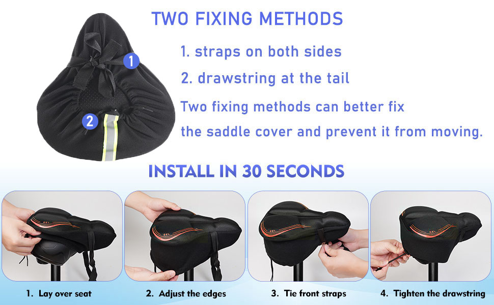 Покриття на сідло велосипеда, водонепроникний чохол для сідла, 27.5 * 23.5 см, м'яке покриття з відбиваючими смугами, підходить для електровелосипеда, тренажера, спінбайка (червоний)