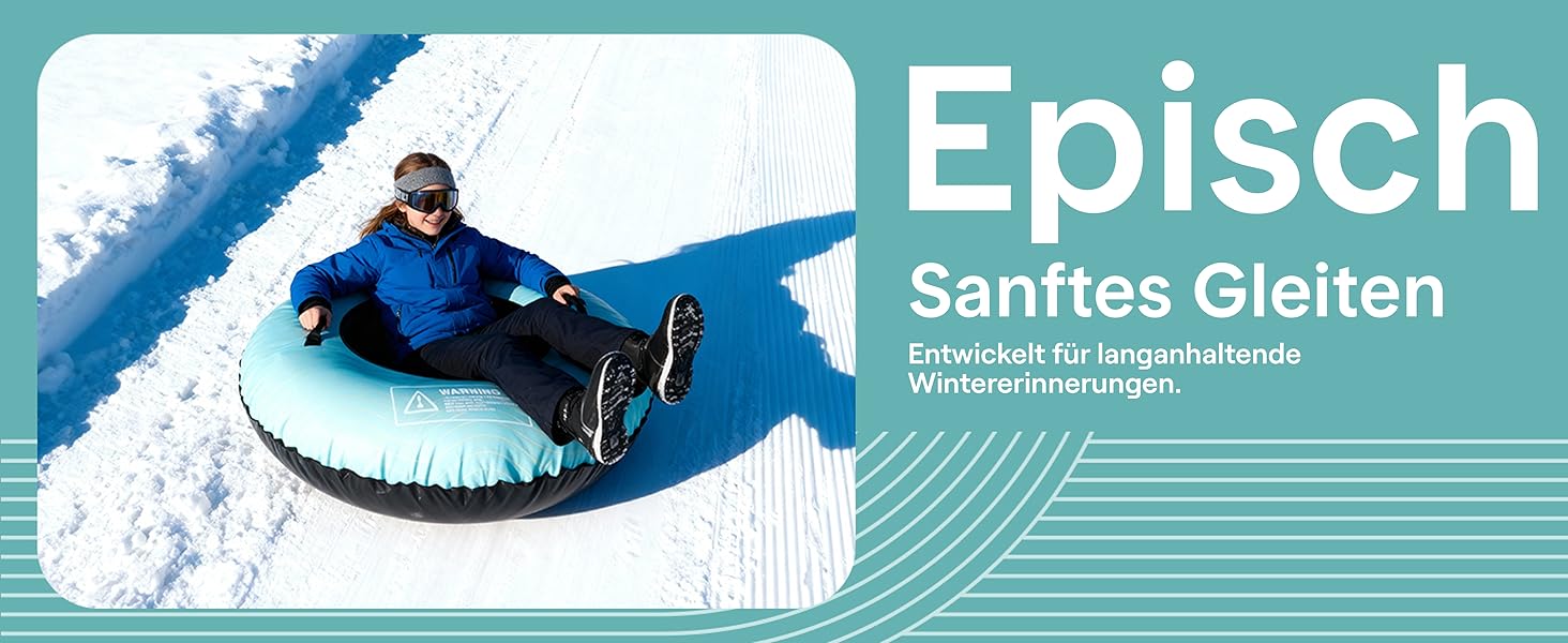 Надувний сніговий санки SereneLife – XXL, 122 см, для дітей та дорослих, з антиковзним дном та тросом.