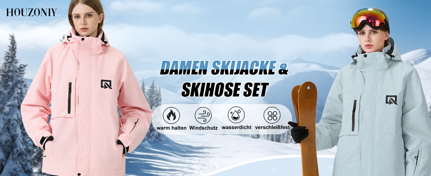 Жіночий сніговий костюм HOUZONIY: комплект куртки та штанів для сноубордингу та катання на лижах, водонепроникний, теплий, знімний капюшон, розмір M, кольори: зелений + чорний 2021