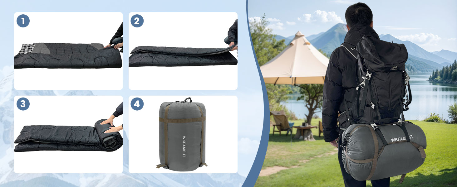 Спальний мішок для двох дорослих, ковдровий, водонепроникний, флісовий, 220x150 см, сірий, з сумкою для зберігання