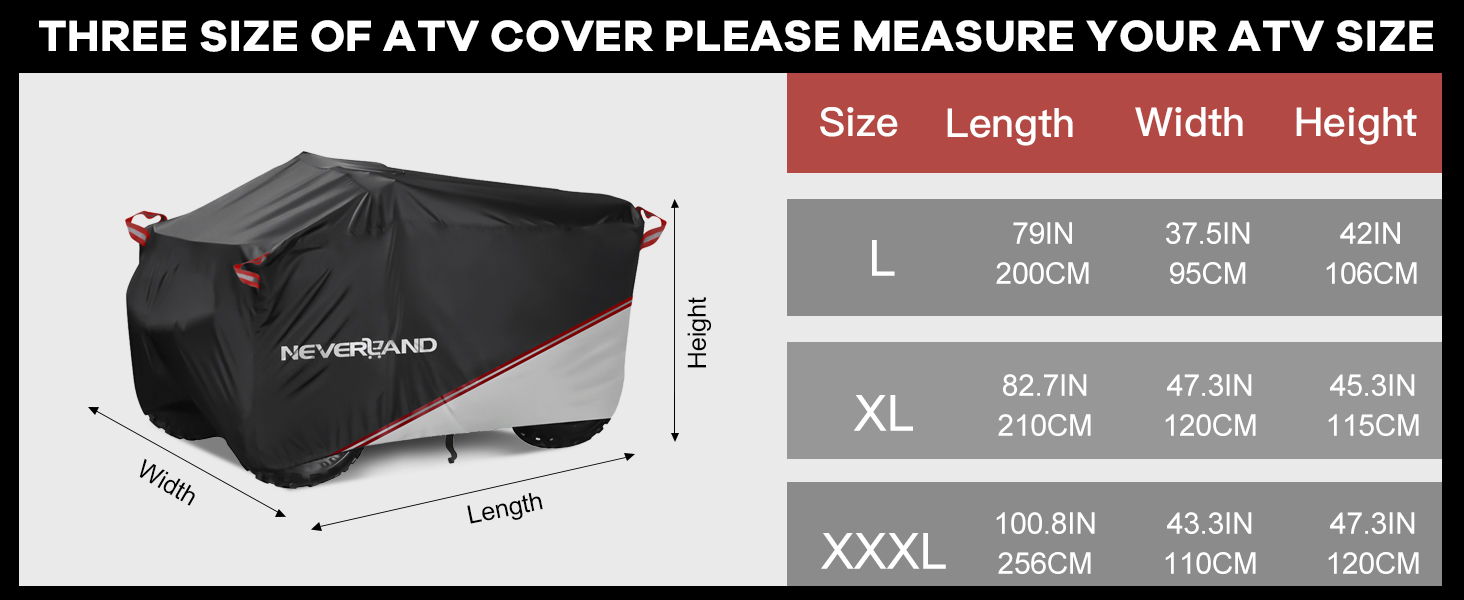 Водонепроникний чохол для квадроцикла Neverland Quad Abdeckplane, XXXL (256x110x120 см), чорний та сріблястий