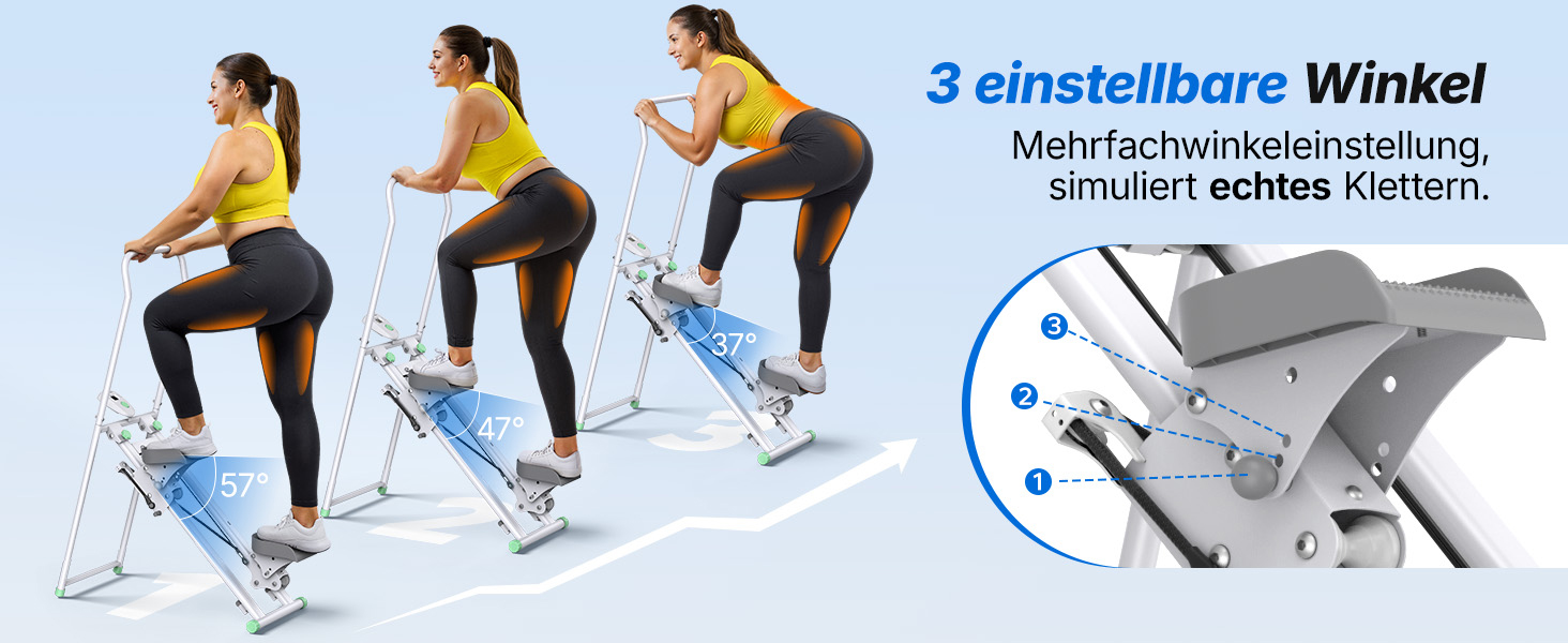 MERACH Степер для дому 2025 - вертикальний тренажер для кардіо та загальної фізичної підготовки, компактний, складний, з регульованою висотою кроку та ручками (2438G2)