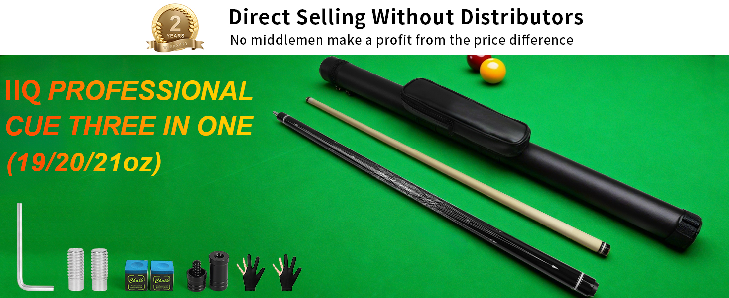 AKLOT Більярдний кий 3-в-1, 58 дюймів, з канадського клена, 19 oz, з можливістю регулювання ваги до 20/21 oz, з чохлом