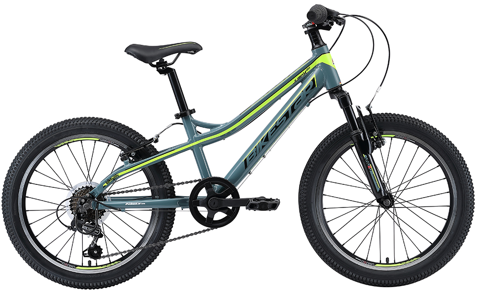 Велосипед BIKESTAR Alu 20, 6-9 років, 7-шв. Shimano, дискові гальма, сірий/жовтий