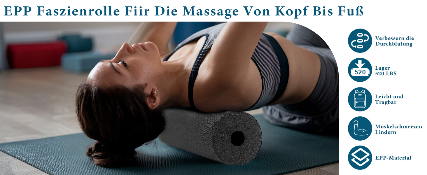 Набір для міофасціального релаксу: Foam Roller, м'ячик для фасції, міні-ролик, дуобол, для йоги та масажу (Синій/Чорний)
