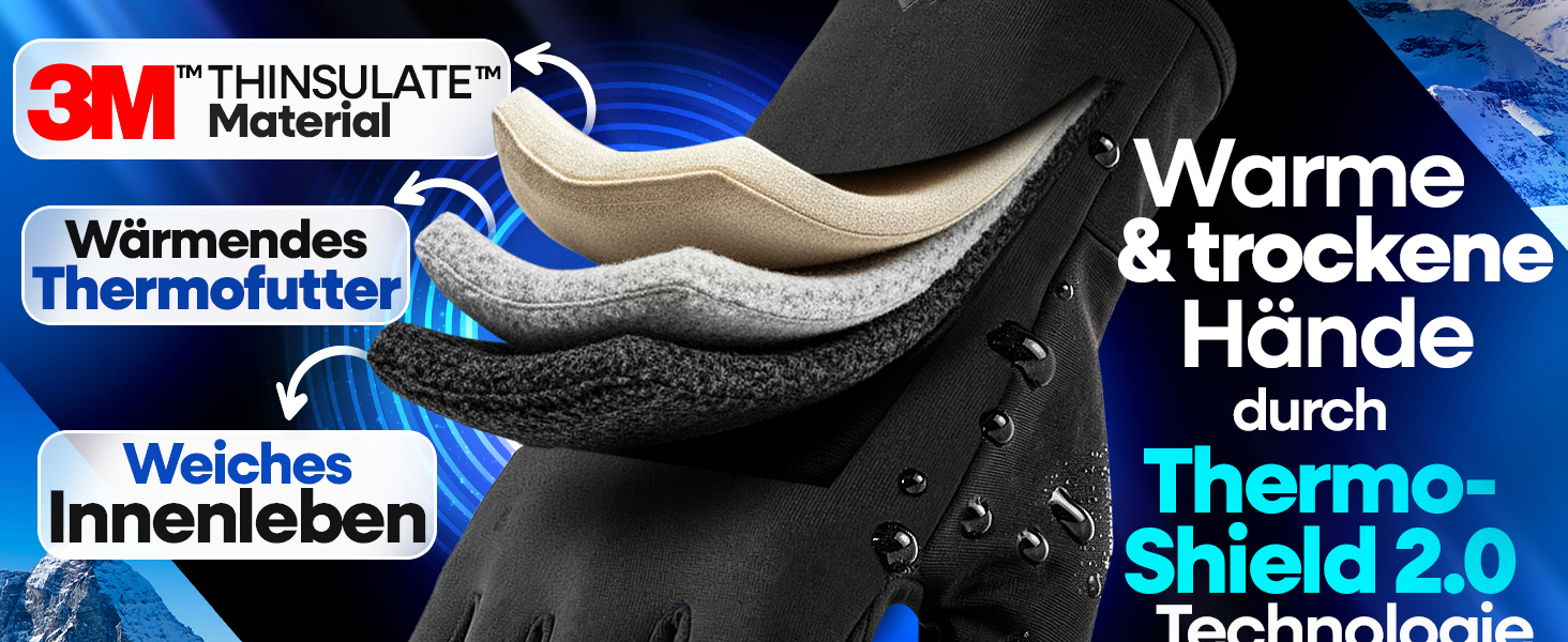 Велосипедні рукавички Nextcover® Winter для чоловіків та жінок TheroShield 2.0 I Унісекс, розмір S-XXL I Водонепроникні та теплі зимові рукавички для велосипеда