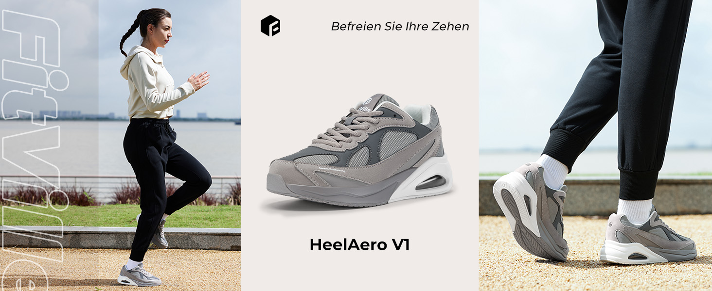 Жіночі кросівки FitVille для бігу та фітнесу, широка колодка, повітряна амортизація, сірі, 38.5 EU