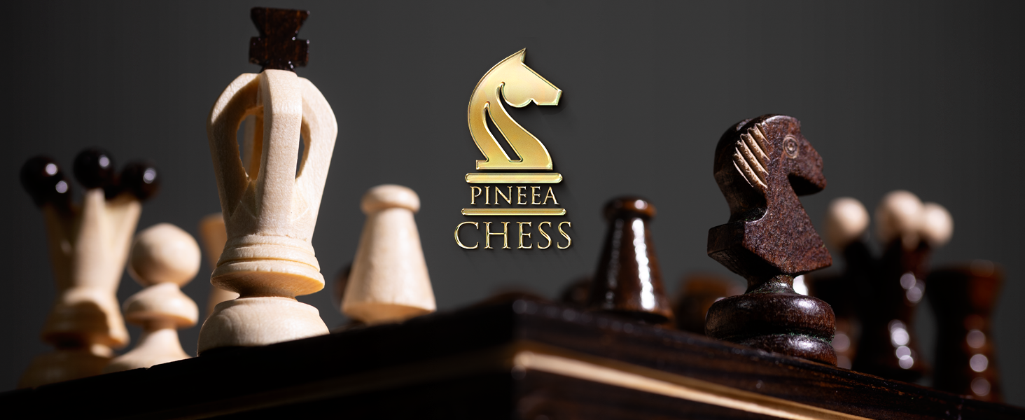 Дерев'яна шахова дошка PINEEA 31x31 см, складана, ручна робота, великий комплект фігур для дітей і дорослих, шахи преміум-класу