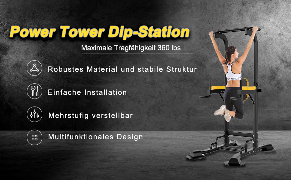 Станція для підтягувань та віджимань, турнік-стенд, тренажер для дому, чорний, 660 lbs