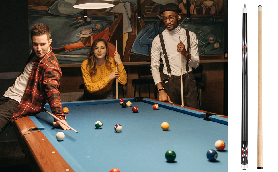 AKLOT Професійний кий для більярду, кий для більярду 58' з канадського клена, для дорослих, 18/19/20/21 oz, червоний, 1 шт.