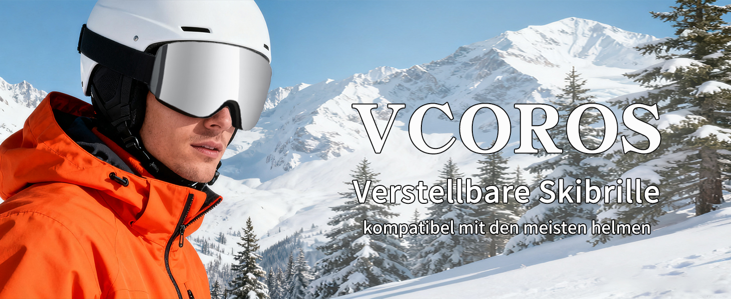 Гірськолижні маски VCOROS OTG для унісекс, YH227 - сноуборд маска з антиковзним ремінцем, захистом від УФ та запобіганням запотіванню, регульовані, срільно-білі (VLT13%)