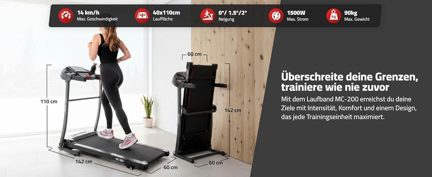 Біговий тренажер FITFIU MC-200: компактний, складний, з LCD-дисплеєм та пульсометром для дому та офісу