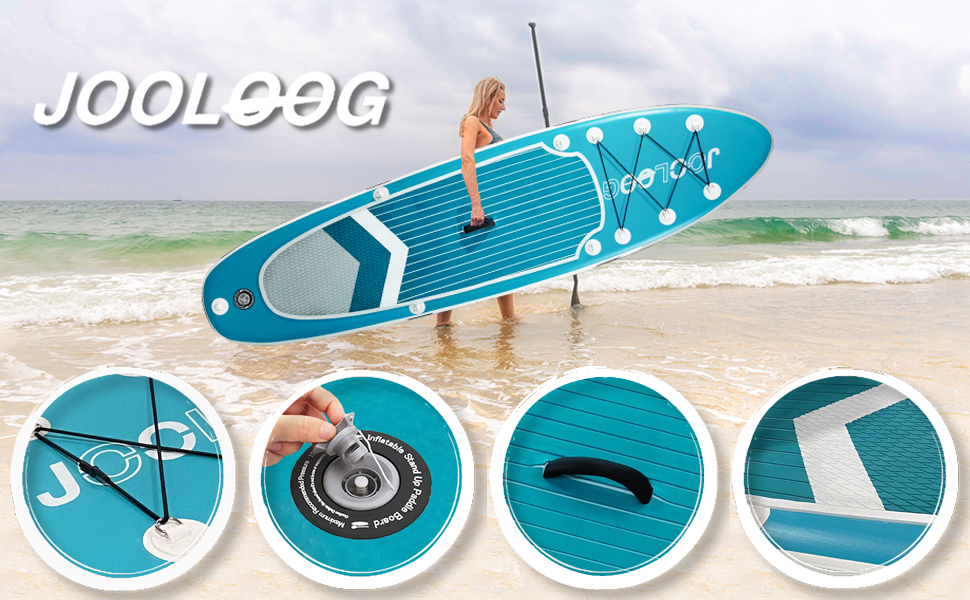 Надувний SUP Board JOOLOOG Stand Up Paddle Board (сапборд) для дорослих та підлітків, 300 кг, 10'2/10'5, 320 x 81 x 15 см (з сидінням 315 x 80 x 15 см)