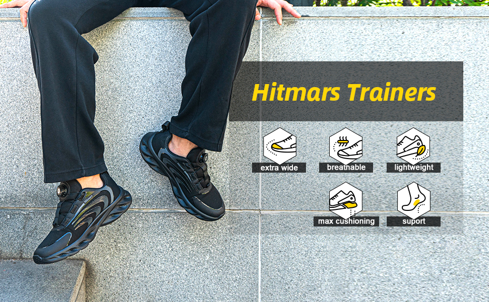 Чоловічі кросівки Hitmars для бігу та занять спортом. Зручні, з повітряною подушкою, антиковзаючі. Розміри EU 39-47. Колір: чорний/синій.