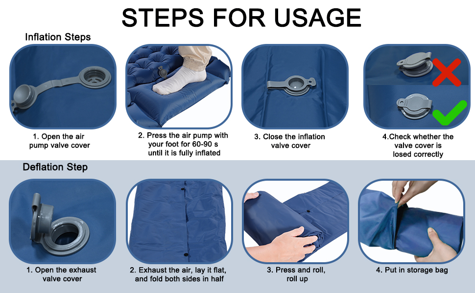 Каремат для кемпінгу Techshare самонадувний, потовщений, синій. Підходить для піших прогулянок, відпочинку на природі та кемпінгу. З насосом для накачування.