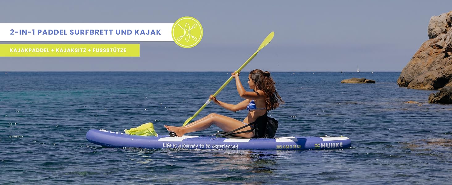 Високоякісні аксесуари для веслування Stand Up - HUIIKE Sup Board, дошка для веслування стоячи з подвійним використанням весла та сидіння для байдарки Веслування стоячи з великою стабільністю Весло для веслування стоячи (Royal Blue - Beach)