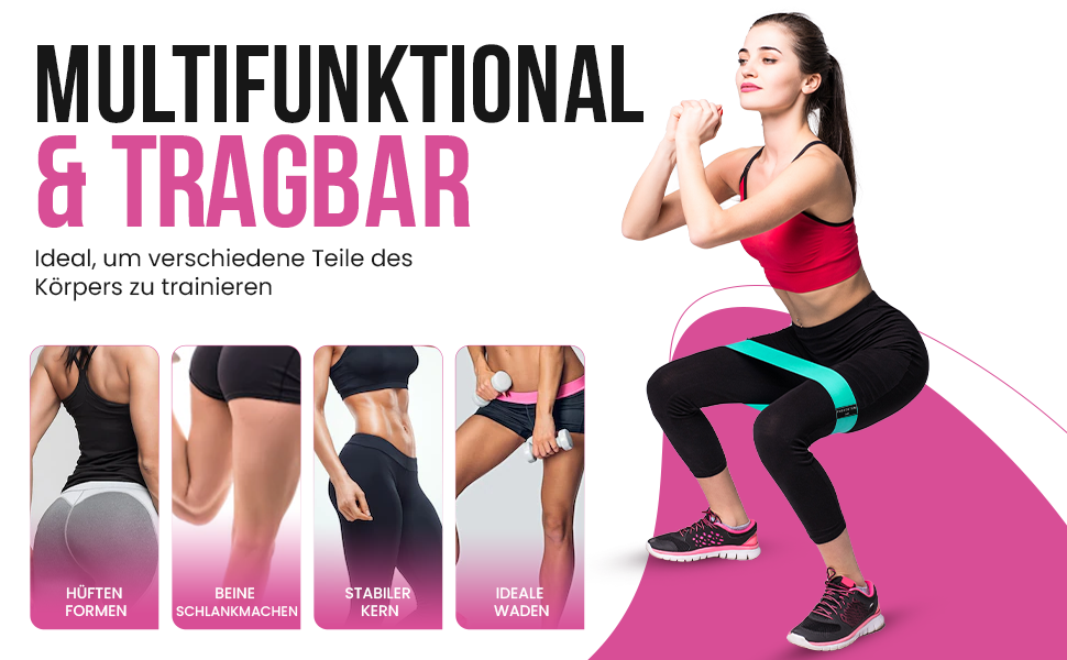 Еластичні гумки для фітнесу Portentum Resistance Bands (3 рівні опору) - для йоги, силових тренувань, фітнесу. Набір Terra Bands (рожевий, зелений, фіолетовий)