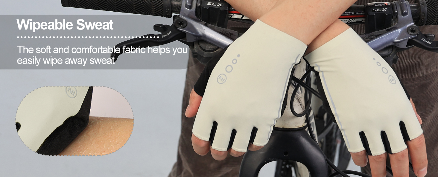 Велоперчатки Inbike чоловічі літні безпальцеві, дихаючі, ударостійкі, світловідбиваючі, бежеві, розмір L