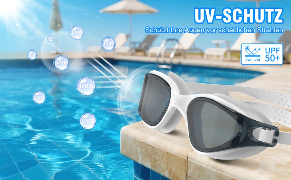 Окуляри для плавання HD з антифогом, UV-захистом, герметичні, комфортні – для дорослих, для басейну та відкритої води, дзеркальні прозорі, білі