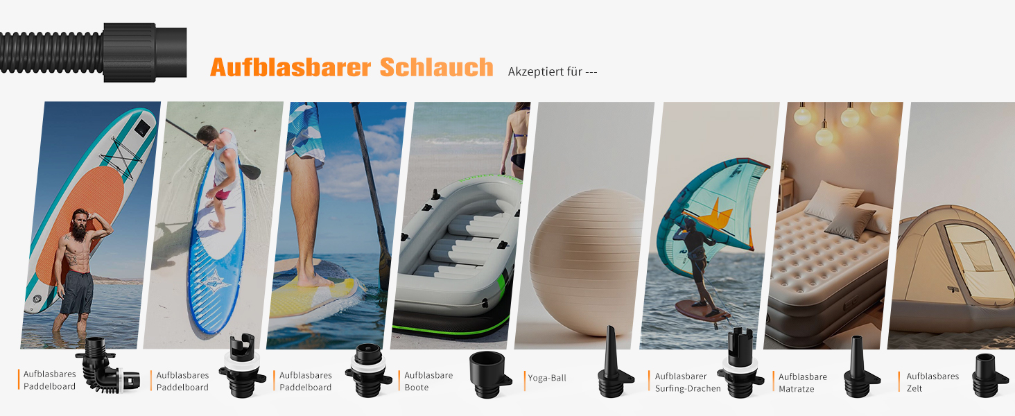 Електричний насос GICLE 60PSI для SUP, SUP-дошок, надувних човнів, велосипедів та наметів. Двоступеневий, швидка підкачка 12V