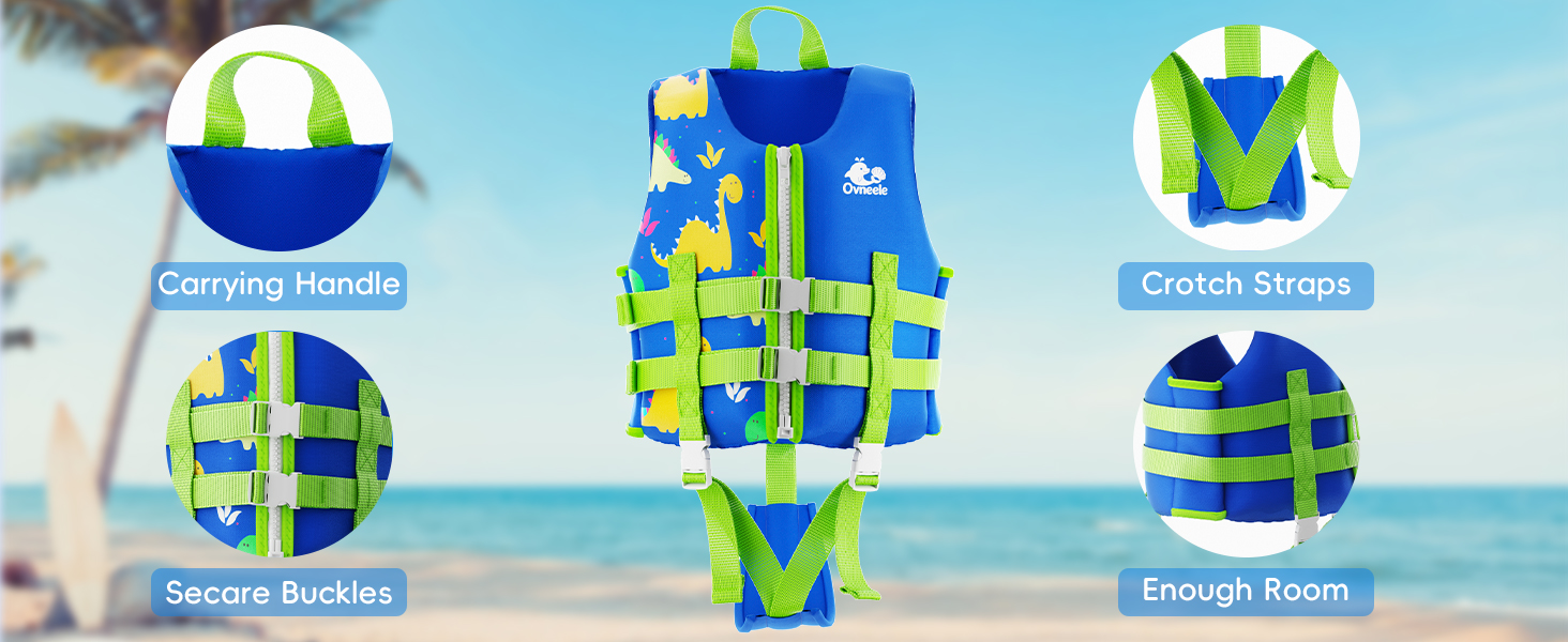 Дитячий рятувальний жилет Kinder Float Jacket (S, 15-19 кг, 2-3 роки, синій) - Неопреновий жилет для плавання та навчання