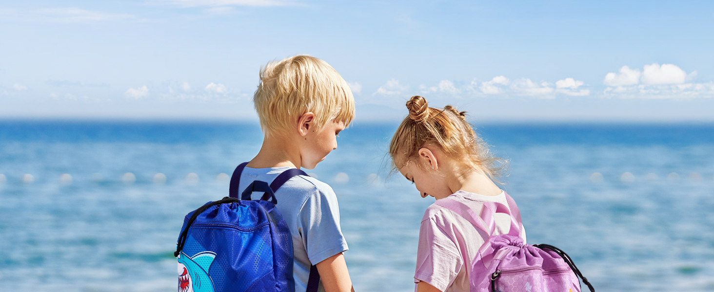 Спортивна сумка для гімнастики WAWSAM з шнурком, 38 × 45 см. Дитяча водонепроникна сумка для плавання, пляжу та покупок, фіолетового кольору