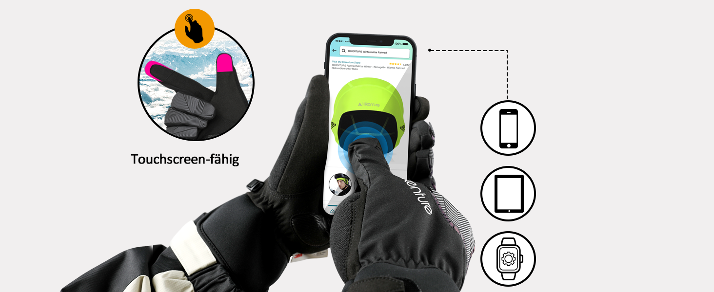 Зимові рукавички HIKENTURE: водонепроникні, для їзди на велосипеді, катання на лижах, чоловічі/жіночі, термо, чорно-сірий, розмір L