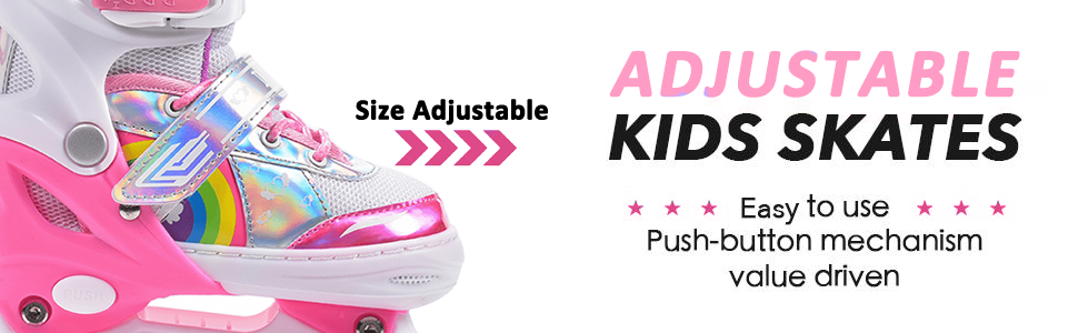 Ролики дитячі ERNAN, регульовані, світлодіодні, для дівчаток та хлопчиків, підходять для початківців, ідеальні для подарунків на Різдво та день народження, кольорові