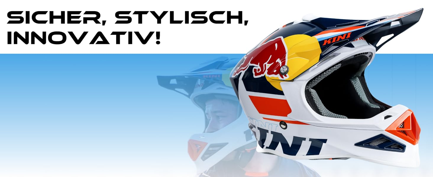 Чоловічий мотокросовий шолом Kini Red Bull, преміум, сертифікований для перегонів, крос, ендуро, даунхіл, підходить для окулярів