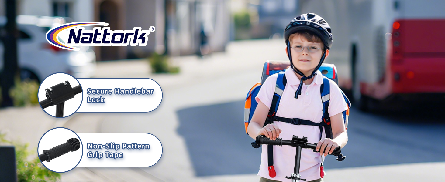 Самокат Nattork Kinder складаний, до 100 кг, великі колеса, для дітей від 6 років, білий