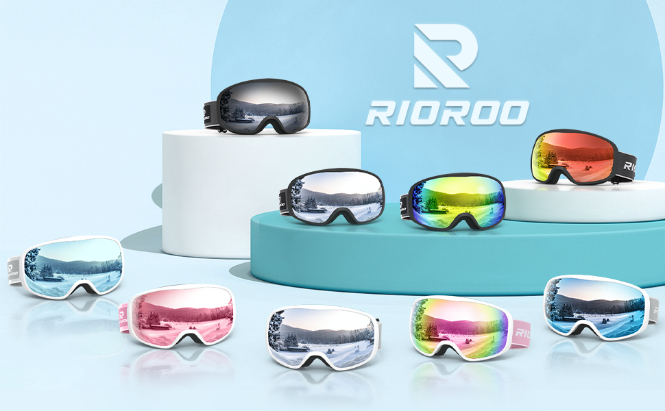 Скі-маска RIOROO для сноуборду та лиж, унісекс, для носіїв окулярів, подвійне скло, 105% UV-захист, сумісна з шоломом, антитуманне покриття, для лиж, сноуборду, мотоцикла, велосипеда, скейтборду, біла рама, сріблясте скло (VLT 13.8%)