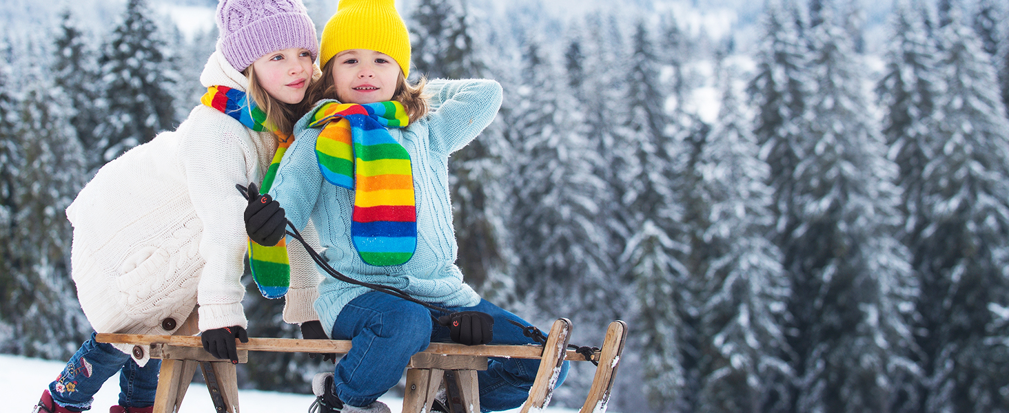 Дитячі рукавички EEFOW для зими: теплі флісові рукавички з сенсорним екраном для велосипеда, бігу та прогулянок (для хлопчиків та дівчаток 4-12 років, чорні та сині/червоні)