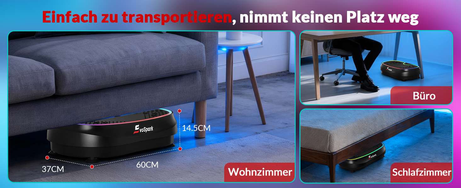 Вібраційна платформа для дому: 199 швидкостей, 6+1 режими, 200W двигун, LED-підсвітка, чорний колір