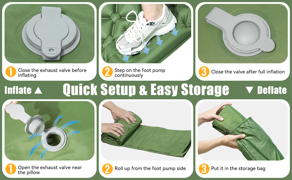 Isomatte самонадувна туристична, килимок для кемпінгу Ultraleicht з помпою та подушкою, водонепроникний, для відпочинку на природі