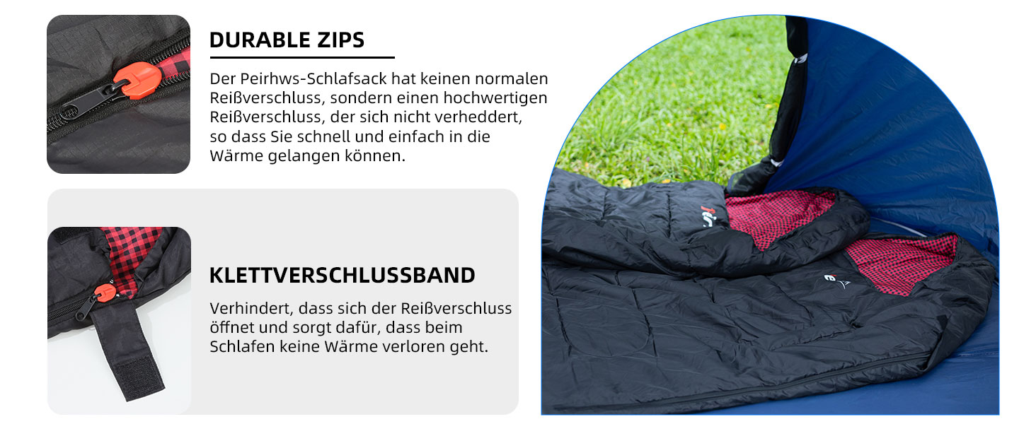 Спальний мішок для дорослих – широкий прямокутний, 3-сезонний з кишенею та сумкою, 300 г/м² бавовна, водонепроникний, для кемпінгу, дому та відпочинку на природі, з блискавкою справа